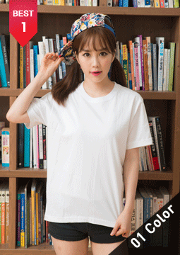 30수 고급형 백색 라운드티셔츠